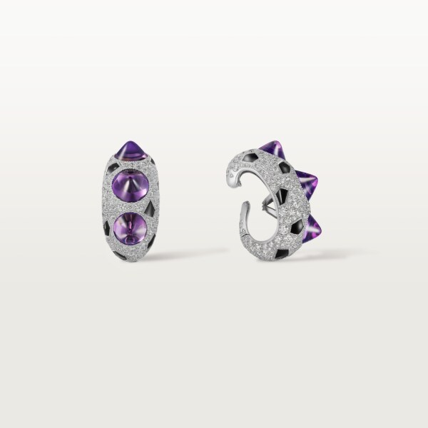 Clash[Un]limited Earrings White gold, onyx, amethysts, diamonds